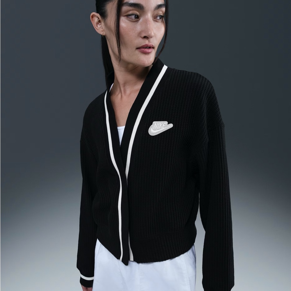 Nike Black Knit Cardigan with White Accents